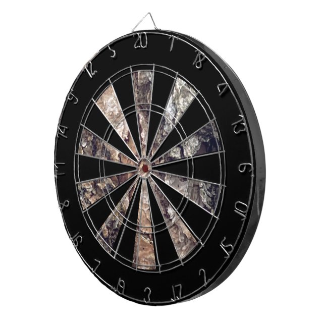 Faux Brown Gray Tree Bark Texture Dart Board (Front Right)