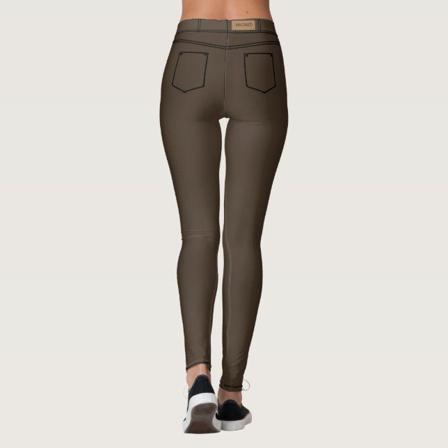 Faux Brown Jeans Leggings (Back)