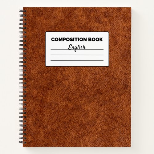 Faux Brown Leather Black and White Composition Notebook