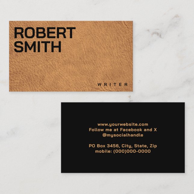 Faux Brown Leather Business Card (Front/Back)