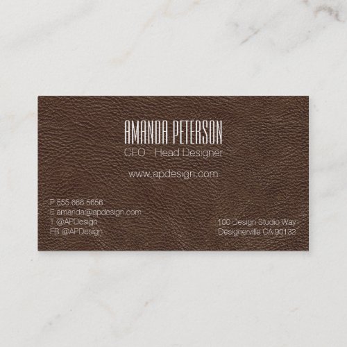 Faux Brown Leather Designer Business Cards
