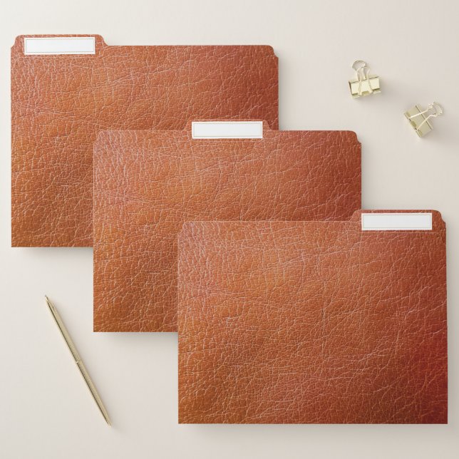 Faux brown leather file folder (Set)