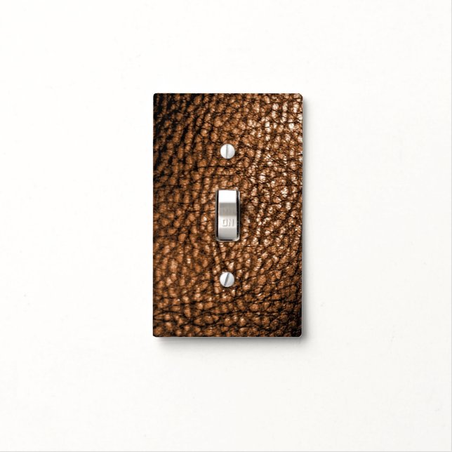Faux Brown Leather Light Switch Cover (In Situ)