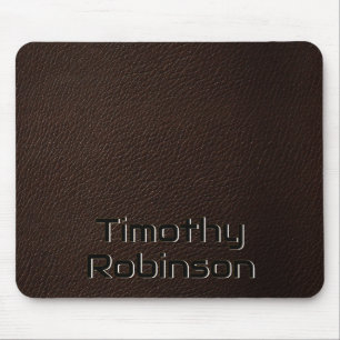 Faux Brown Leather Mousepad with Embossed Text