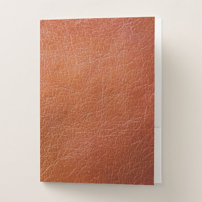 Faux brown leather  pocket folder (Front)