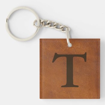 Faux Brown Leather Texture Keychain by lazytextures at Zazzle