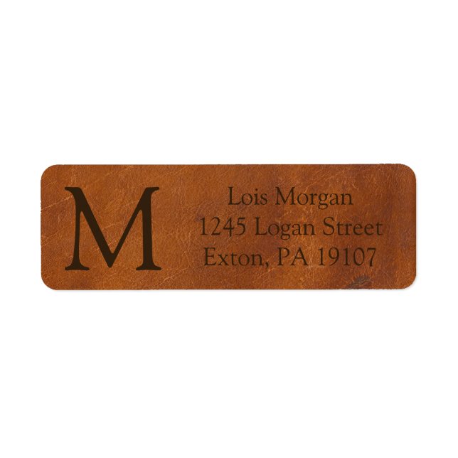 Faux Brown Leather Texture Label (Front)