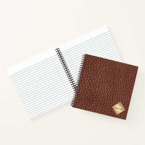 Faux Brown Leather Texture Personalized Monogram 