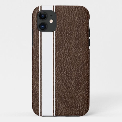 Faux Brown Leather  White Stripe iPhone 5s Case