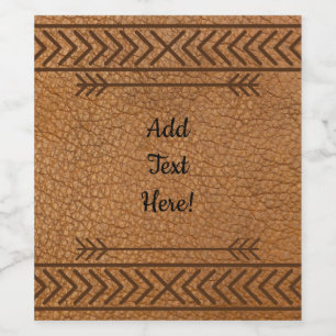 Faux Brown Leather Wine Label