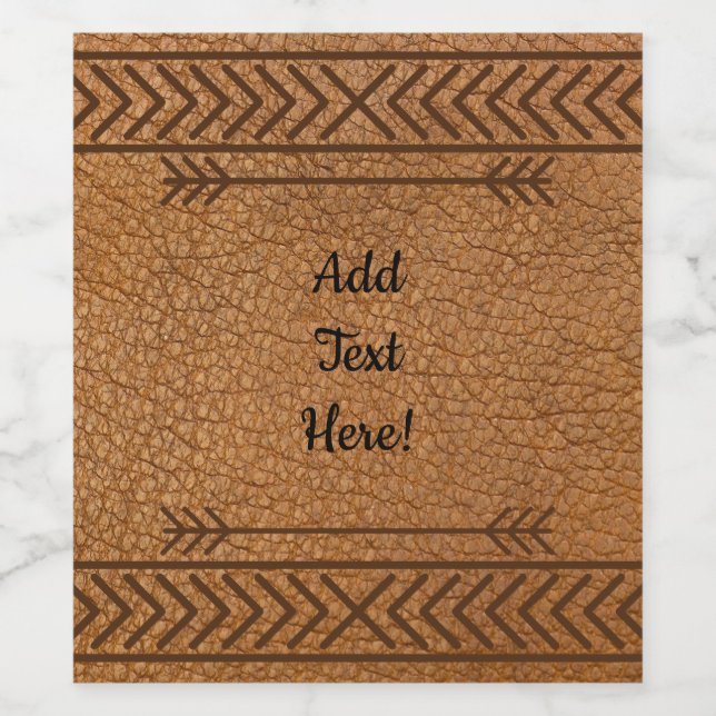 Faux Brown Leather Wine Label (Single Label)