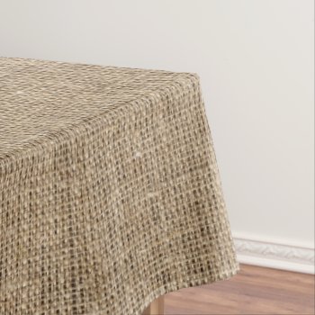 Faux Brown Natural Burlap Tablecloth by amoredesign at Zazzle