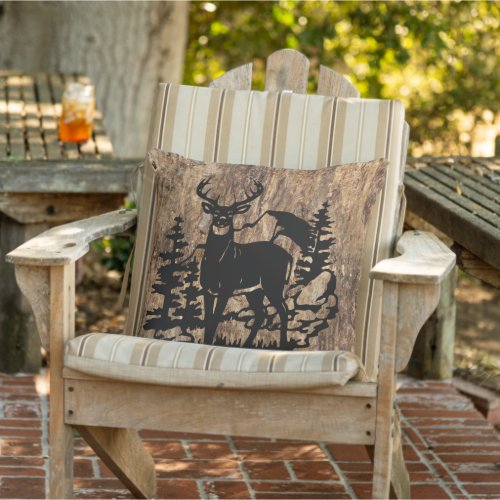 Faux Brown Tree Bark Texture Look Pattern Outdoor Pillow