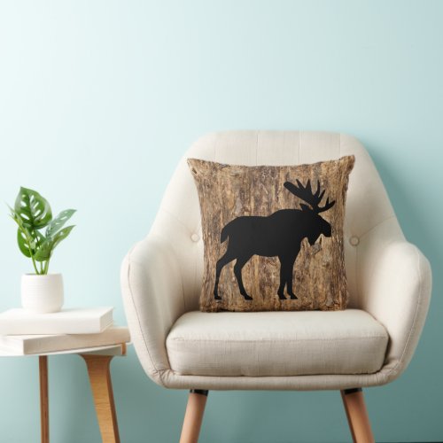 Faux Brown Tree Bark Texture Look Pattern Throw Pillow
