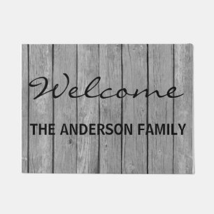 Faux Brown Wood Personalized Door Mat