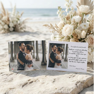 Faux Brush Script Photo Wedding Thank You Card