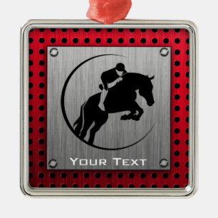 Faux Brushed Aluminum Equestrian. Metal Ornament
