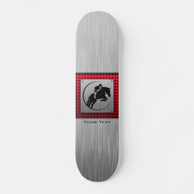 Faux Brushed Aluminum Equestrian. Skateboard Deck (Front)