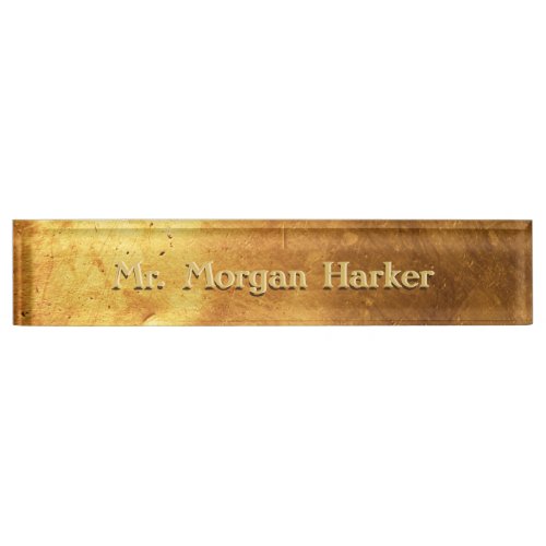 Faux Brushed Gold Engraved Nameplate