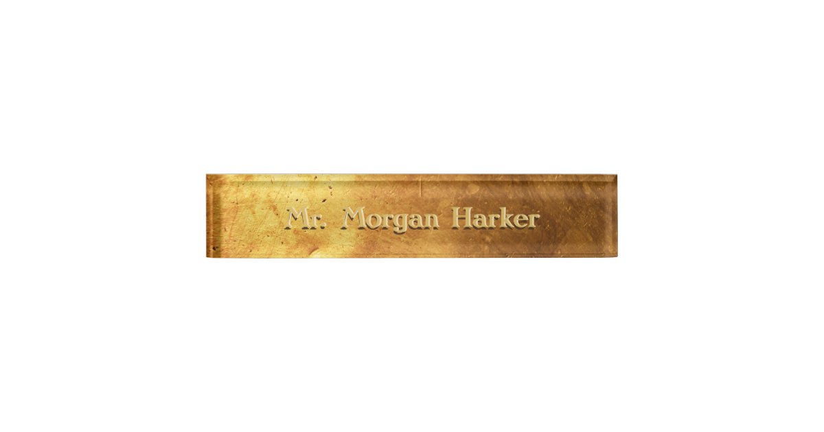 Faux Brushed Gold Engraved Nameplate Zazzle