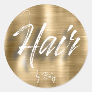 Faux Brushed Gold Hair Stylist Classic Round Sticker