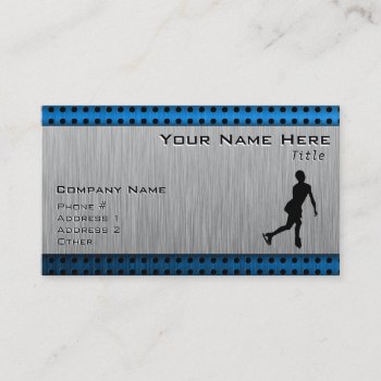 Faux Brushed Metal; Figure Skating Business Card by SportsWare at Zazzle