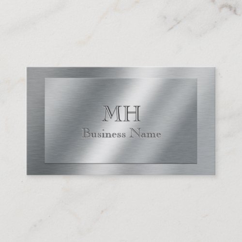 Cool Brushed Metal Look Initials Business Card