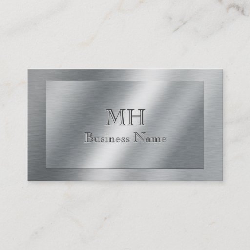 Customizable Cool Brushed Metal Look Initials Business Card