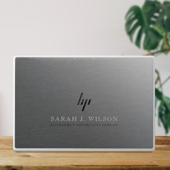 Faux Brushed Metal Silver Extremely Important Vip Hp Laptop Skin by mothersdaisy at Zazzle