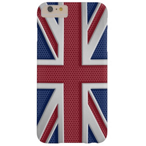 Faux Brushed Metal Style Union Jack Barely There iPhone 6 Plus Case