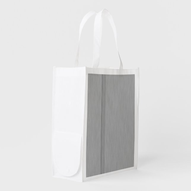 Faux Brushed Metal with Groove Grocery Bag (Front Side)