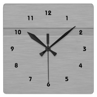 Faux Brushed Metal with Groove Square Wall Clock