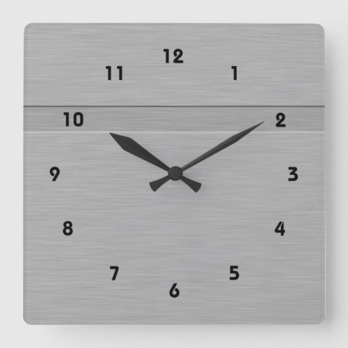 Faux Brushed Metal with Groove Square Wall Clock