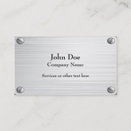 Faux Brushed Metal With Screws Business Card