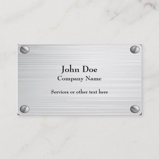 Customizable Faux Brushed Metal With Screws Business Card