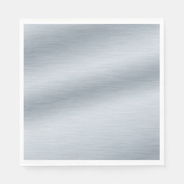 Faux Brushed Silver Background Paper Napkins (Front)