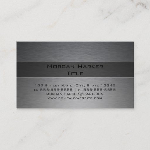 Customizable Brushed Steel Two Shades Business Cards