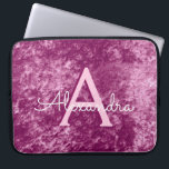 Faux Burgundy Purple Velvet Pattern Monogram Laptop Sleeve<br><div class="desc">Faux Burgundy Purple Velvet Pattern Monogram Laptop Case. This case can be customized to include your initial and first name. If you would like matching items then please contact the designer.</div>