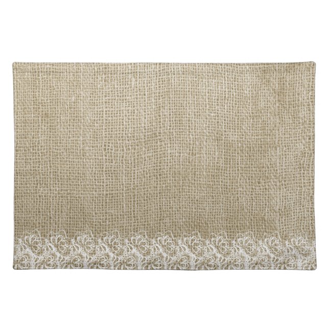 Faux Burlap and Lace Cloth Placemat (Front)
