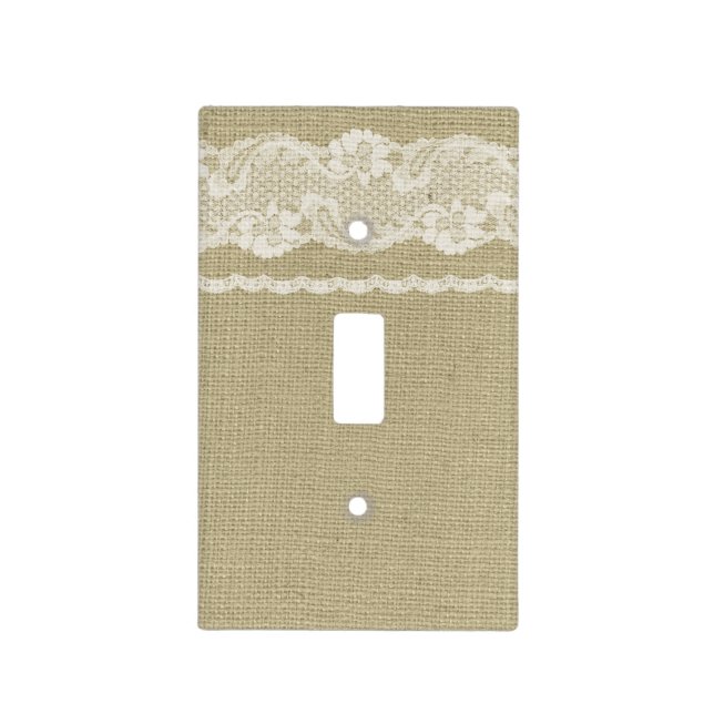 Faux Burlap and Lace Design Pattern Light Switch Cover (Front)