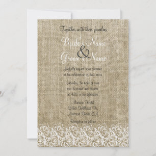 Faux Burlap and Lace Invitation