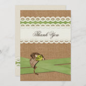 FAUX burlap and lace lime country wedding Invitation (Front/Back)