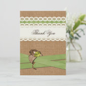 FAUX burlap and lace lime country wedding Invitation (Standing Front)