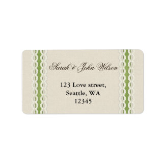 FAUX burlap and lace lime country wedding Label