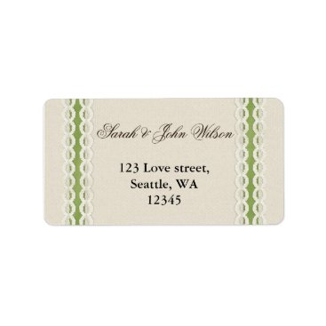 FAUX burlap and lace lime country wedding Label