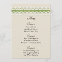 FAUX burlap and lace lime country wedding Menu