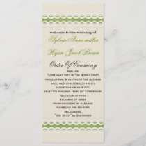 FAUX burlap and lace lime country wedding Program