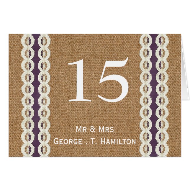 FAUX burlap and lace purple country wedding (Front Horizontal)