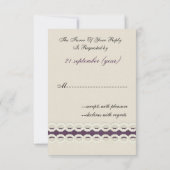 FAUX burlap and lace purple country wedding RSVP Card (Back)