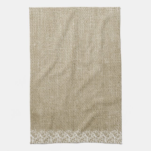 Faux Burlap and Lace Towel (Vertical)